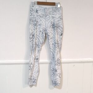 lululemon athletica White & Light Gray Floral Print Track Pants